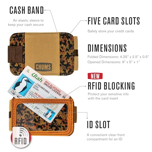 Chums Bandit Bi-Fold Wallet, Slim RFID Wallet (Blue Floral) - color: Blue Floral