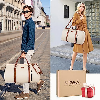 Convertible 2-in-1 Garment Bags for Travel with Waterproof Shoe Compartment - color: A-off White