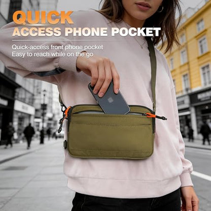 Wristlet Wallet for Women, 4-in-1 RFID Blocking Small Crossbody Bag for Men - color: Brown