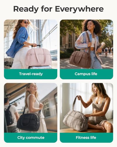 BAGSMART Small Gym Bag for Women, 2 Set Travel Duffel Bags, Camel - color: Camel