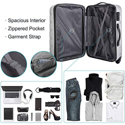 Merax Luggage Sets 3 Piece,Hard Case Suitcase 20/24/28 IN,Black - color: Black-2, style: 3 Piece-20+24+28