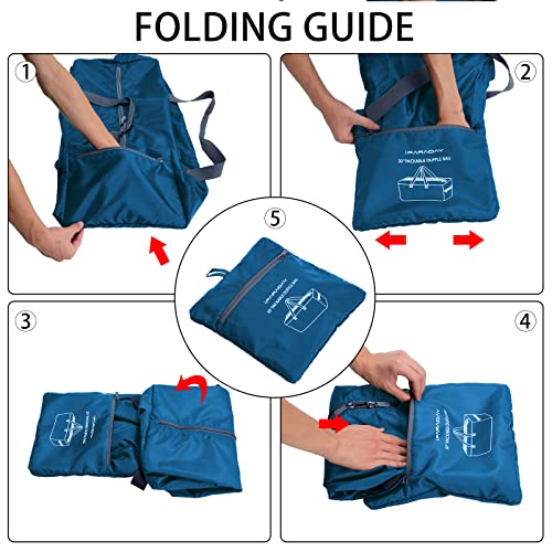 iFARADAY Foldable Duffel Bag Lightweight, 30 inch / 75L, Royal Blue - color: Blue-75L(with shoulder strap)