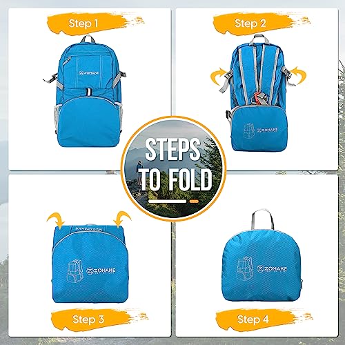ZOMAKE Lightweight Packable Backpack 35L, Water Resistant Foldable Day Pack - color: C-light Blue
