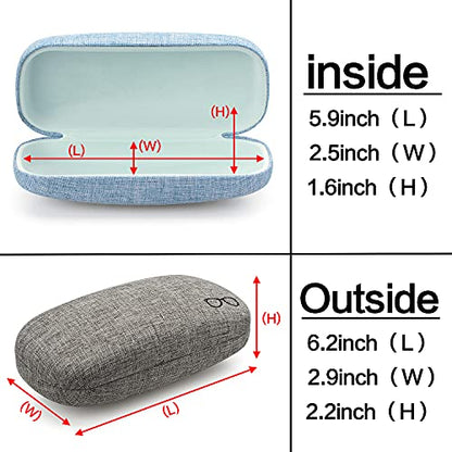 Vemiss Hard Shell Sunglasses Case, Large Linen Fabric Protective Glasses Case for Men Women - color: Gray+blue, size: Sunglass Case