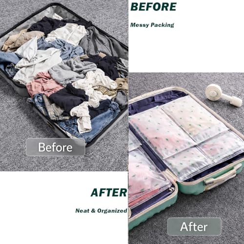 Travel Storage Bags, 30PCS Resealable Ziplock Bags Clear Bag & Frosted Zip lock Seal Clothes Bags Hospital Waterproof Luggage Organiser for Clothes Shoes Cosmetics