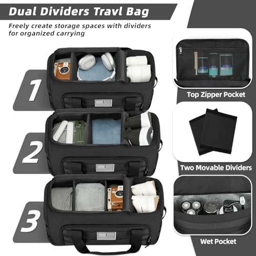 ZOMFELT Gym Bags for Men, 3-in-1 65L Large Sports Duffle Bag for Travel - size: Large