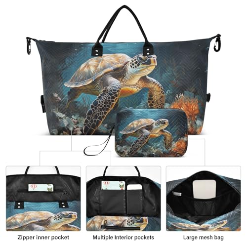 Sea Turtle Quilted Travel Bags Weekender Duffle Bags - color: Color 02