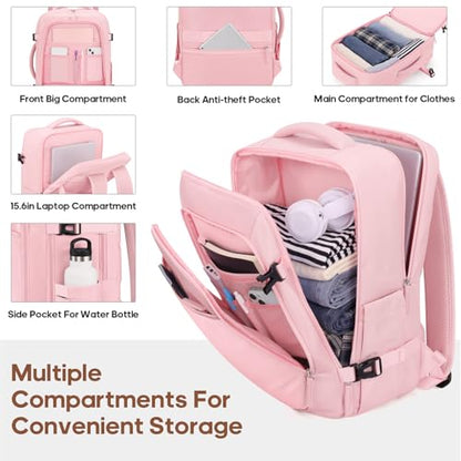 Luggage Sets 7 Piece,Hardside Large Checked Suitcase with Backpack Set - color: Pink, size: 7-Piece Sets