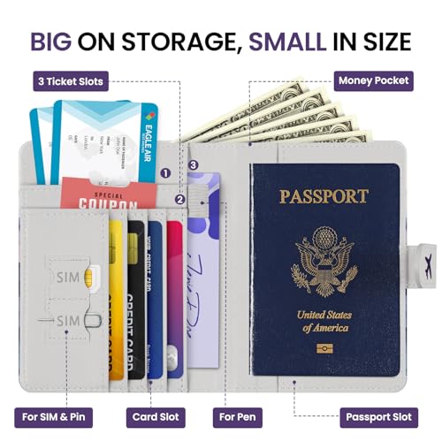Passport Holder for Travel, RFID Blocking Wallet with Magnetic Closure - color: I-Hill