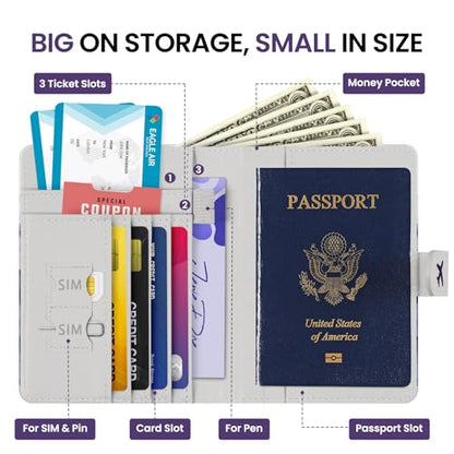Passport Holder for Travel, RFID Blocking Wallet with Magnetic Closure - color: I-Hill