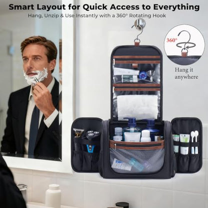 Ralnitote Toiletry Bag for Men, Large Hanging Travel Toiletry Bag, Black - color: Black