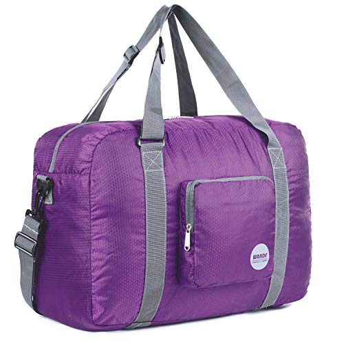 WANDF Foldable Personal Item Travel Bag, Carry on Duffle Bag - color: A-Purple 40L