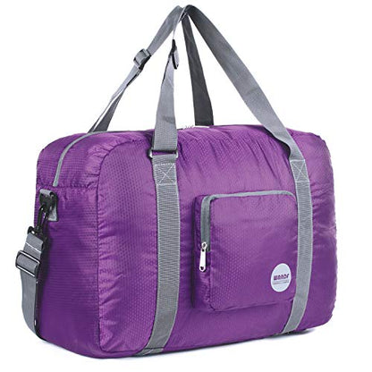 WANDF Foldable Personal Item Travel Bag, Carry on Duffle Bag - color: A-Purple 40L