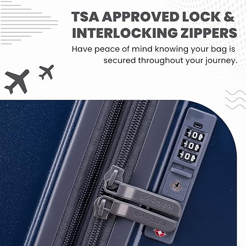 Spyder Carve 25 Inch Medium Expandable Hardside Upright Suitcase, with 360° Spinner Wheels, TSA Approved Lock, Navy - color: Navy, size: Medium Checked