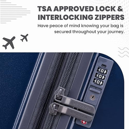 Spyder Carve 25 Inch Medium Expandable Hardside Upright Suitcase, with 360° Spinner Wheels, TSA Approved Lock, Navy - color: Navy, size: Medium Checked