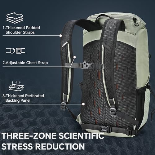 N NEVO RHINO 16L Hiking Backpack, Lightweight Daypack for Men Women - color: Green