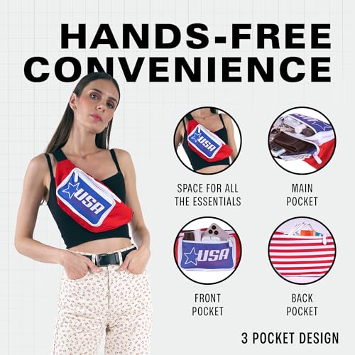 SoJourner Waterproof Fanny Pack, USA Retro - color: USA Retro - Red, White, Blue