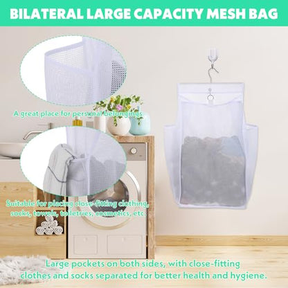 2 Pcs Hanging Foldable Breathable Mesh Laundry Hamper, Hanging Laundry Bag, White, 24 x 14.2 x 7.5 in