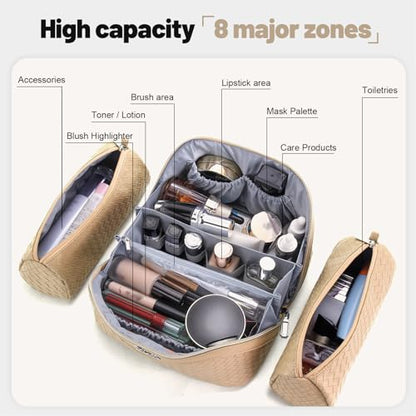 BOYATU Travel Makeup Bag Cosmetic Bags for Women: 3 Pcs Set Make up Bag - color: L12 Apricot