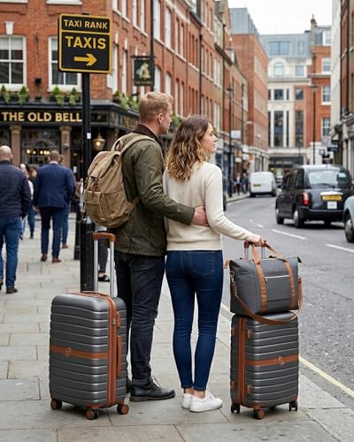 Kono Luggage Sets 2 Piece, Expandable 28 Inch Luggage with Spinner Wheels, Lightweight & Anti-Scratch PC+ABS Hardshell Travel Rolling Suitcase Large Checked Luggage with Duffel Bag, Grey/Brown - color: Grey/Brown, size: 2 Piece Set (28/Db)