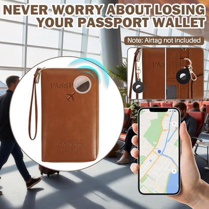 RFID Blocking Passport Wallet, PU Passport Pouch for Travel, Green - color: Leather-Green