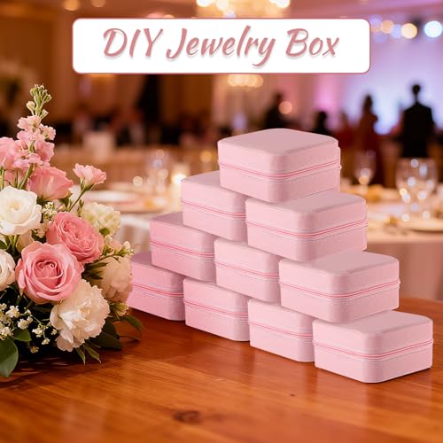 SHENLIU 12 Pcs Mini Pink Travel Jewelry Case Bridesmaid Proposal Gift Boxes - color: Pink