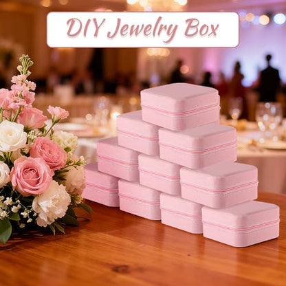 SHENLIU 12 Pcs Mini Pink Travel Jewelry Case Bridesmaid Proposal Gift Boxes - color: Pink