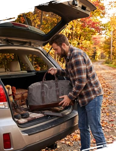 Personalized Duffle Bag for Men Travel Weekender Overnight Duffel Initial J - color: Brown J