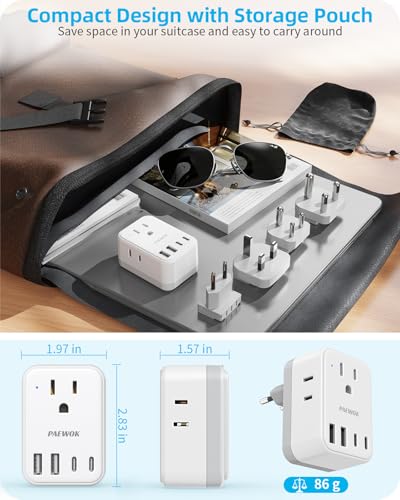 PAEWOK Travel Adapter Set with Type G/C/M/D Detachable Plug - style: Travel Adapter+Type G/C/M/D