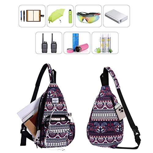 Backpack Sling for Women Anti-Water Crossbody Bag Inclined Adjustable Pack - color: Exotic