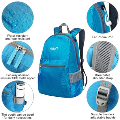 G4Free 20L Small Packable Travel Hiking Backpack for Men Women - color: Sky Blue, size: 20L