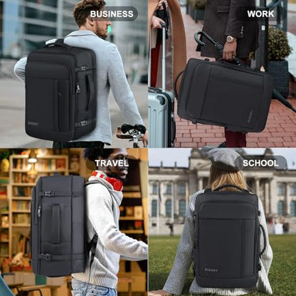 Carry On Backpack TSA Flight Approved, 50L Big Travel Backpack for Men - color: Black, size: 2X-Large(20"x14"x10")