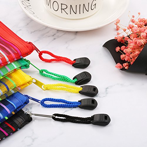 HESTYA 10 Pcs Mesh Zipper Pouch 5 Sizes 5 Colors Travel Storage Bags Bulk