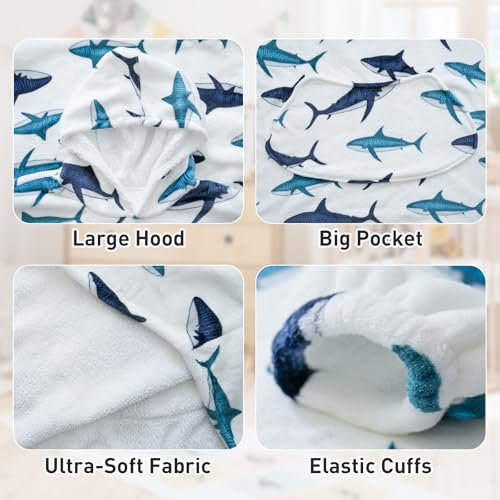 Moinlizy Oversized Wearable Blanket Hoodie for Women Men - color: White Shark