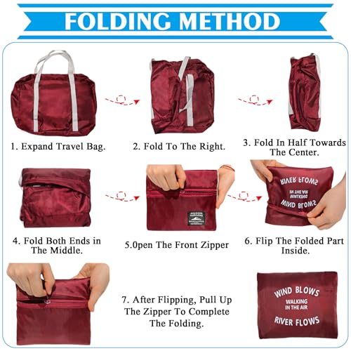 Foldable Travel Duffel Bag Tote Spirit Airlines Personal item Bag(Red) - color: Red
