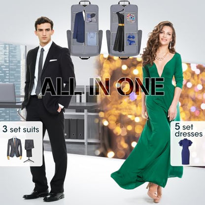 RAINSMORE Garment Bags for Travel, Carry On Suit Bag, Hanging Clothes, Men - color: Black