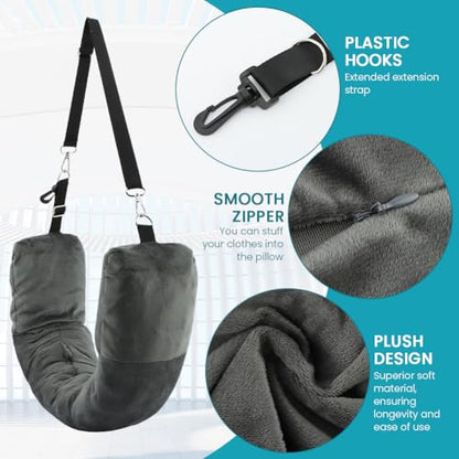2‑Pack Stuffable Travel Neck Pillow, Velvet Fillable Neck Pillow for Travel