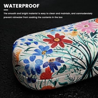 molshine Hard Shell Sunglasses Case,Classic Large Glasses Case for Women Men,Sunglass Eyeglasses - color: Flowers