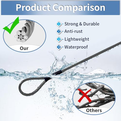 3.3mm Steel Wire Rope Outdoor Travel Security Cable Lock,Braided Steel Coated Safety Cable Luggage Lock,Safety Cable Wire Rope Chain Lock Double Loop Lightweight (Black, 12in/10Pcs) - color: Black, size: 12in/10Pcs
