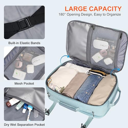 PIJUSHI Travel Backpack 3-In-1 Carry On Luggage Backpack Fits 16" Laptop