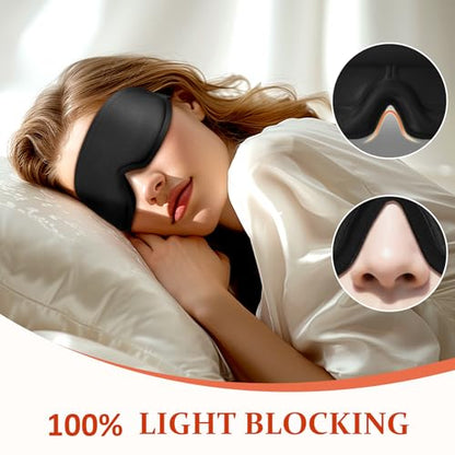 Funny 3D Zero Pressure Sleep Eye Mask for Men Women Side Sleeper, Adjustable Blackout Soft Breathable Eye Masks for Travel Nap Night Sleep, Humorous Gift Stocking Stuffers (Black) - color: Black