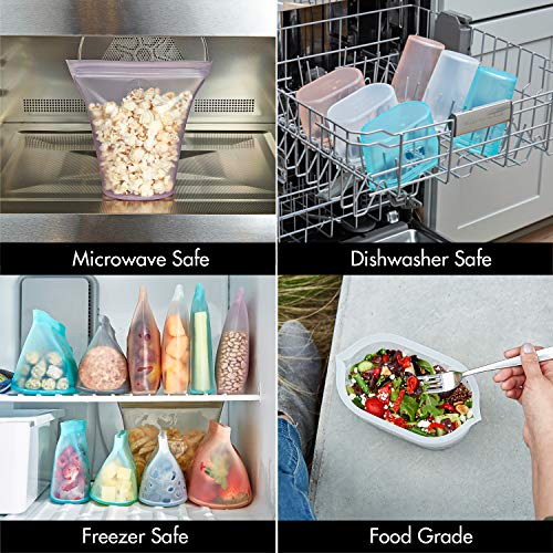 Zip Top Reusable Food Storage Bags | Large Dish [Peach] | Silicone Meal Prep Container | Microwave, Dishwasher and Freezer Safe | Made in the USA - color: Peach, size: Large Dish