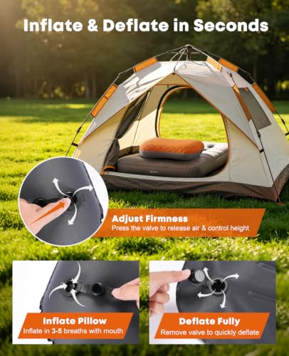 Trakiom Inflatable Camping Pillow with Carabiner, Air Travel Pillow - color: Orange
