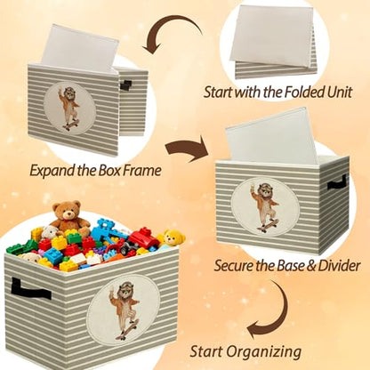 Rustic Lion Skateboarding Storage Bins Boxes with Handles - color: 04