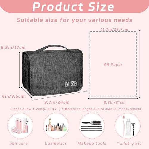 Toiletry Bag Travel Bag with Hanging Hook for Women and Men,Black - color: A-Black