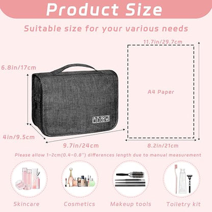 Toiletry Bag Travel Bag with Hanging Hook for Women and Men,Black - color: A-Black