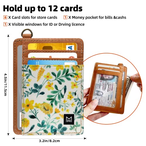 Credit Card Holder Wallet Women RFID Blocking Slim Wallet Front Pocket - color: flower