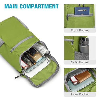 G4Free 10L Lightweight Packable Hiking Backpack, Nylon Daypack Daily Travel - color: Bright Green, size: Small