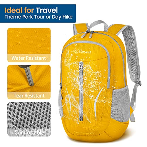 ZOMAKE Lightweight Packable Backpack 25L, Foldable Hiking Daypack - color: Yellow, size: 25L