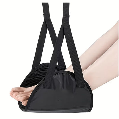 1 Pack Portable Airplane Footrest Hammock, Adjustable Memory Foam Travel Foot Rest, Foldable Foot Support for Airplane, Train, Office Desk & Long Trips